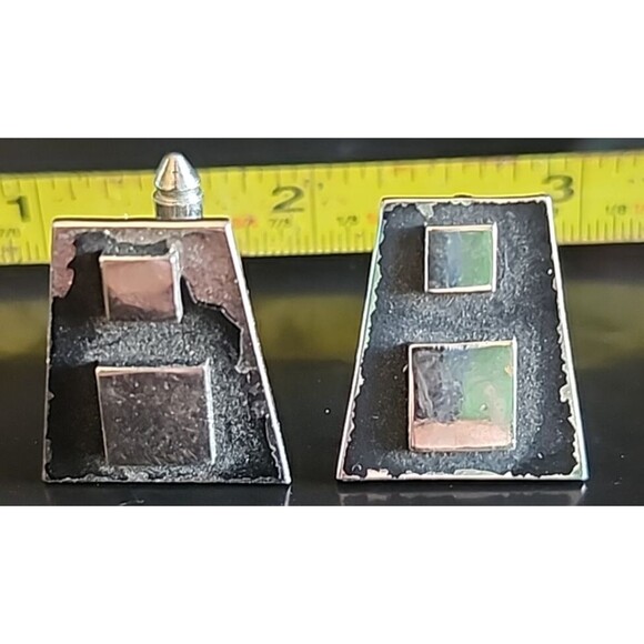 Vintage Silver & Black Enamel Cufflinks – Geometric Mid-Century Modern - Picture 7 of 7